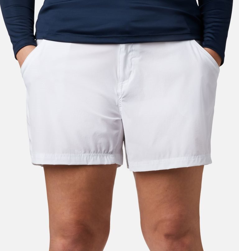 Women's Columbia PFG Coral Point III Shorts White | Plus Size CA-K4L83